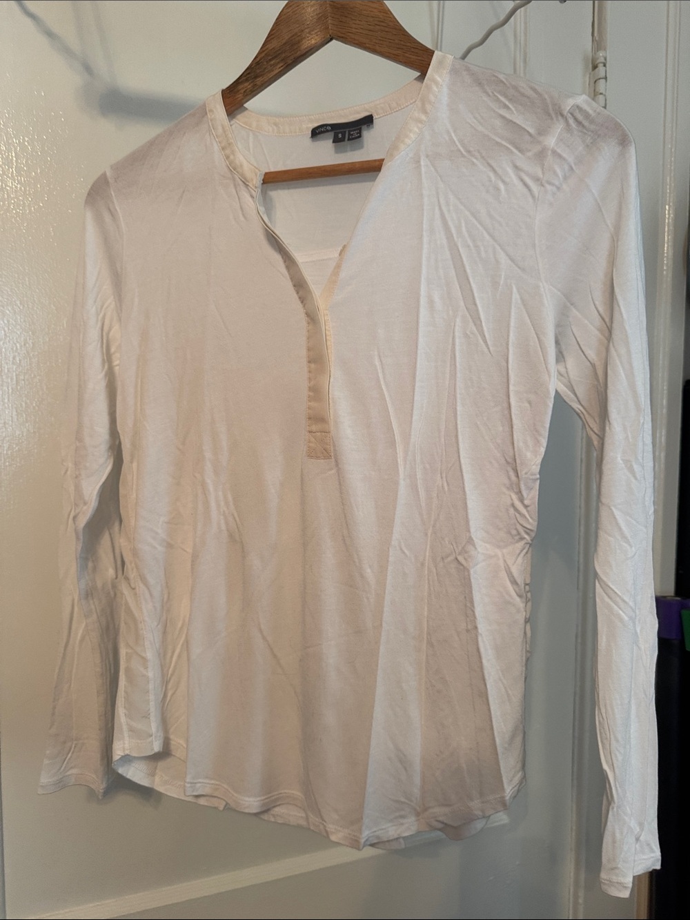 Vince Cream Lightweight Henley Top